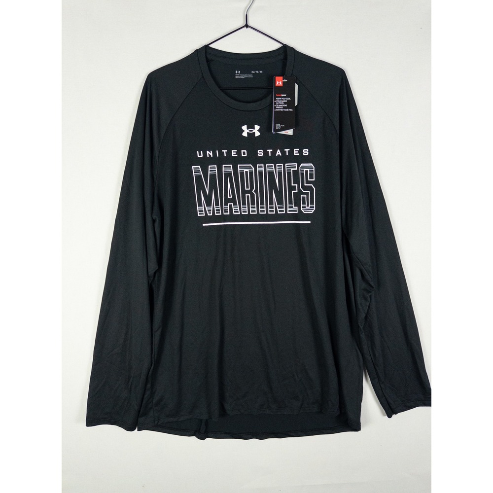 NWT Under Armour HeatGear United States Marines Long Sleeve Shirt Mens XL Black